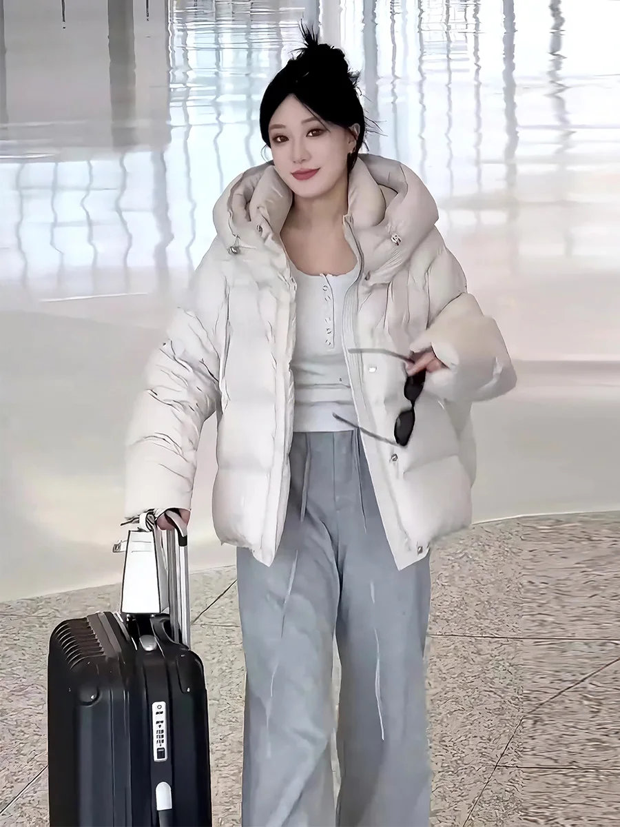 Mujer ort Thiened blanco Du down Puffer Jaet invierno nueva llegada con capucha Dstring cálido moda viaje Sle abrigo