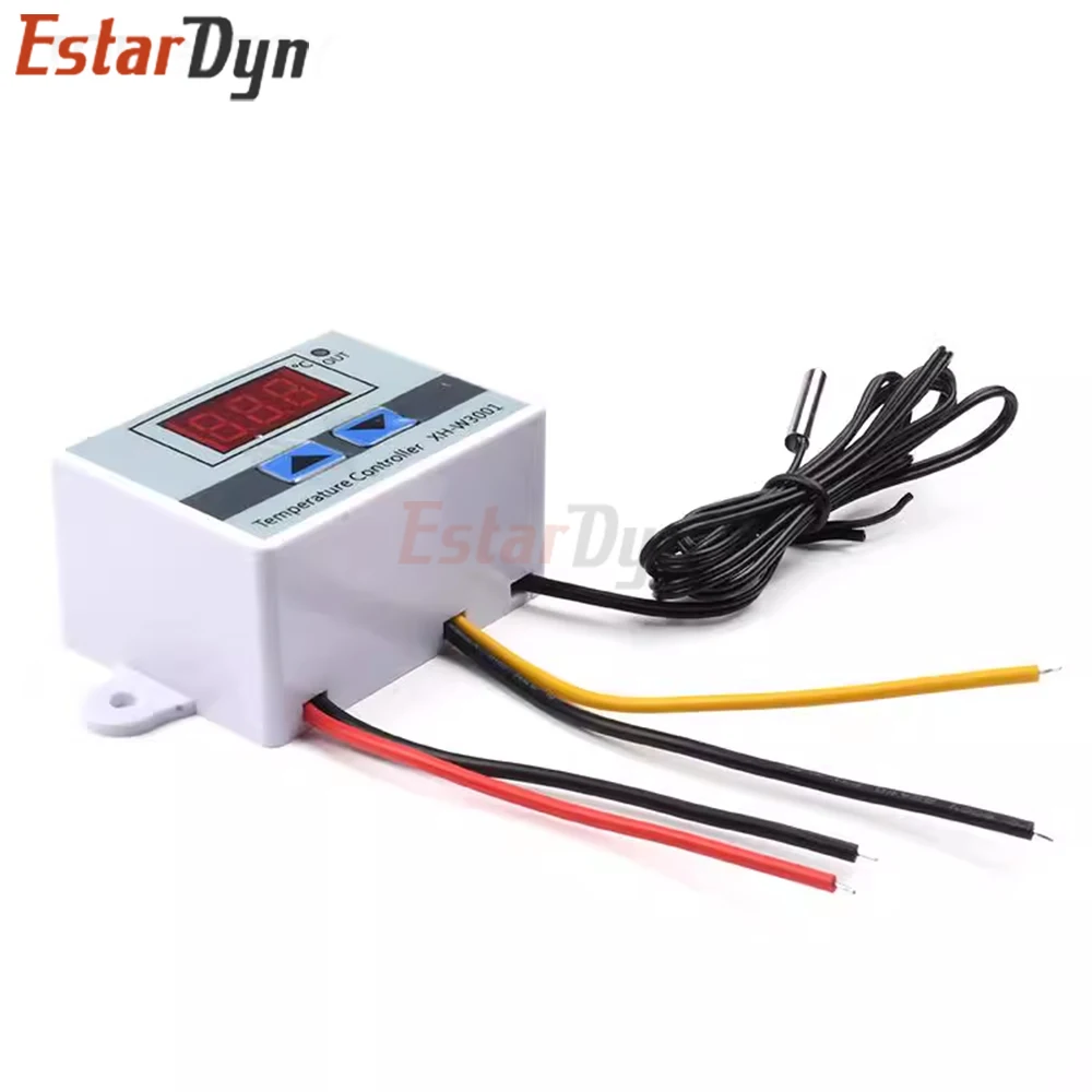 XH-W3001 12V/24V/220V Temp Controller -50~110°C 10A 1500W for Heating Cooling, LCD Thermostat with NTC Sensor