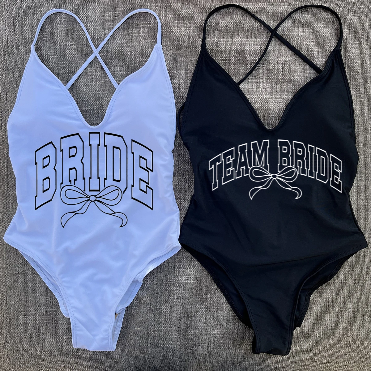 Team Bride Bademode Damen Einteiliger Badeanzug Braut Badeanzug Pads Beachwear Badeanzüge Print Monokini