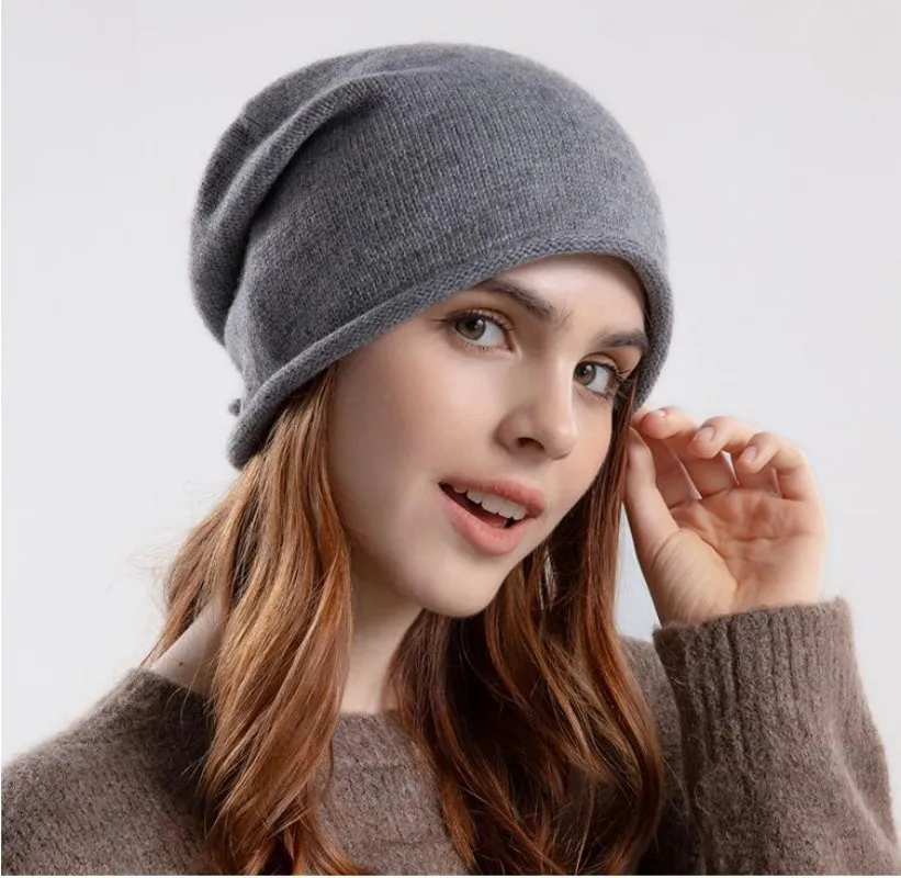 Women's Hat Warm Winter Thin Knit Pile Cap Round Top Pullover Hat Comfortable Breathable Solid Back Lanyard Head Beanie