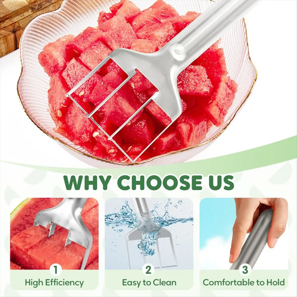 COFA Watermelon Fruit Slicer Cutter Tool,New Stainless Steel Mangos Fruit Cutters Melon Cutting Tool,Camping Kitchen Gadgets