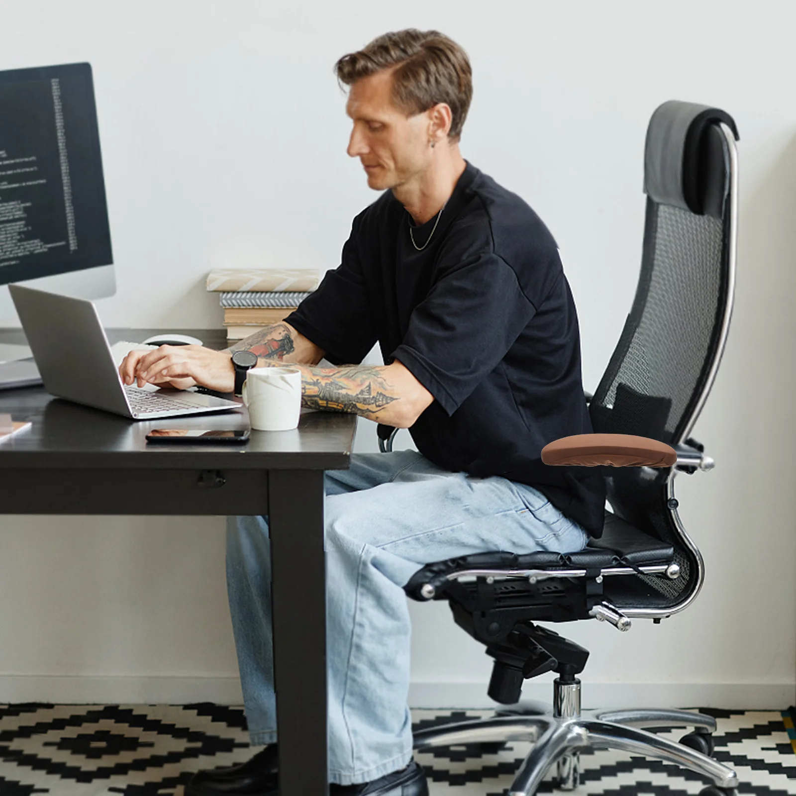 

Pair Office Chair Armrest Pads Memory Foam Cushion Elastic Soft Arm Support Sleeve 10.41 X3.93 .38 Brown Gaming Desk Chair