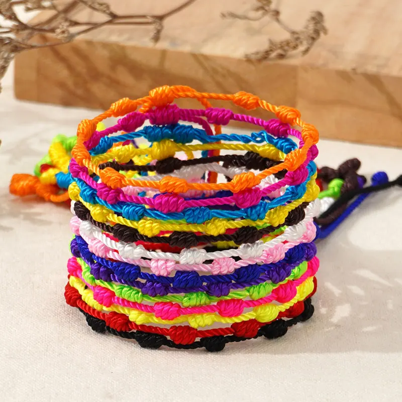 12pcs/pack Handmade Rope Knotted Cross Rosary Bracelets Pulseras Decenarios Nylon Cross Bracelets of Religious Gift