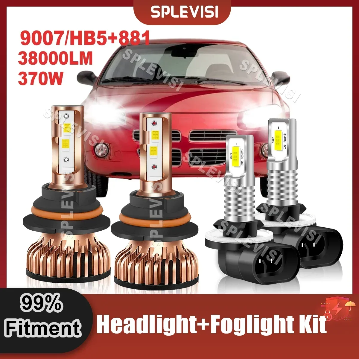 

Upgrade Auto Light 9007/HB5+881 LED Headlight High Low Beam Foglight Bulbs Compatible For Dodge Stratus 2001 2002 2003 2004 2005