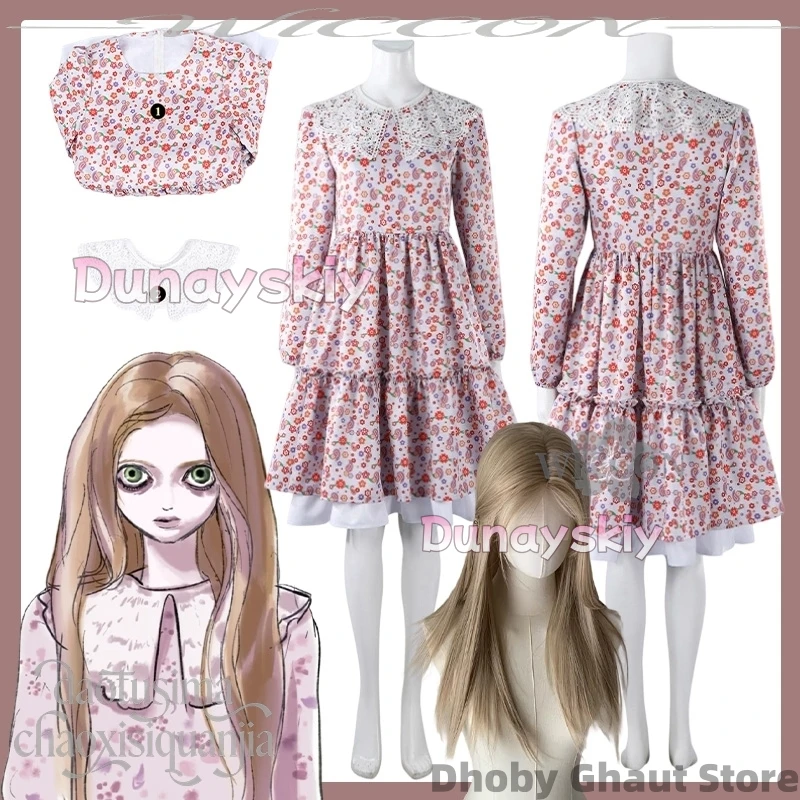 

Laurra Costume Long Floral Dress Lace Pink Blossom Dresses Halloween Party Roleplay Horror Dunayskiy@#^ Movie Return Cosplay