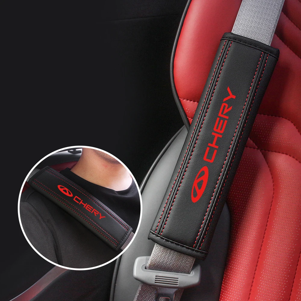 مضيئة ليلة سيارة حزام الأمان الكتف حامي غطاء ألياف الكربون حزام الأمان الكتف الحشو وسادة لشيري اكسسوارات السيارات #3