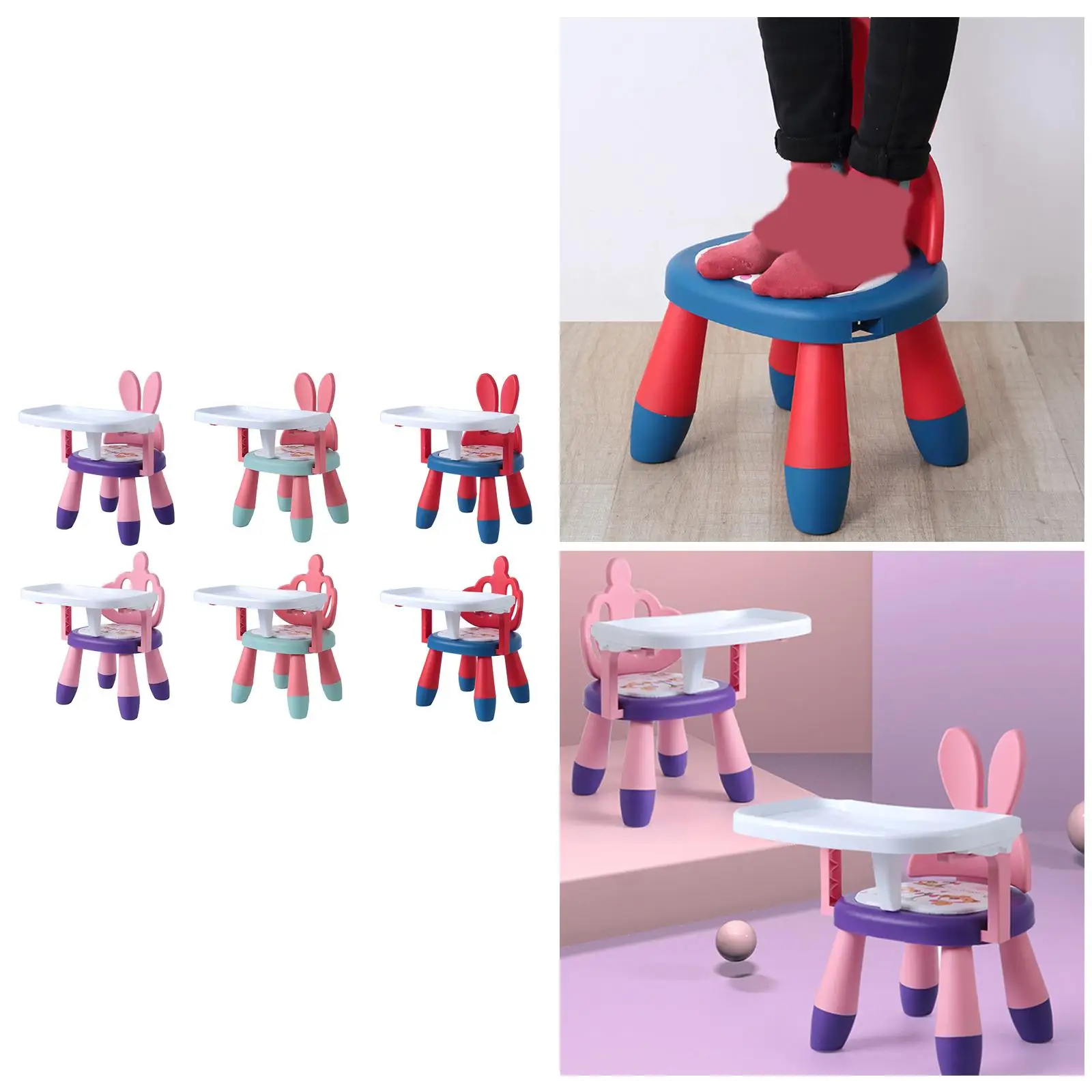 Portable Baby Eating PVC Seat with Adjustable Tray Antiskid Dining Table Low Stool Compact for Toddler Camping Heimreise