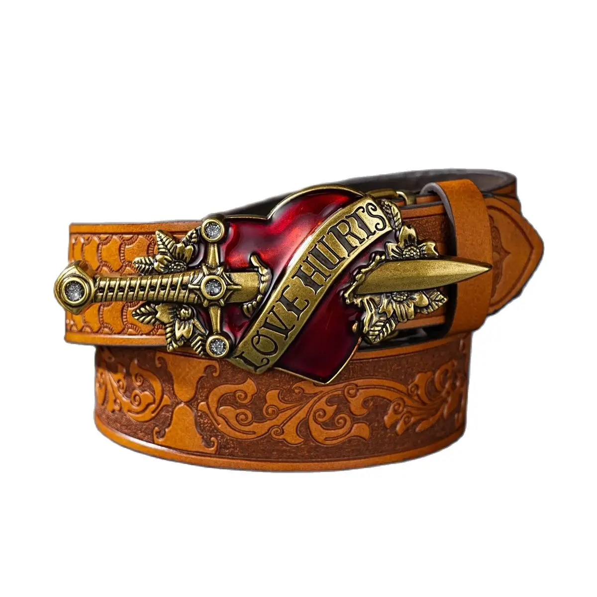 Une ceinture décontractée, individuelle et rétro, accessoire vestimentaire de style occidental, boucle en métal, ceinture en PU, adaptée aux hommes et aux femmes