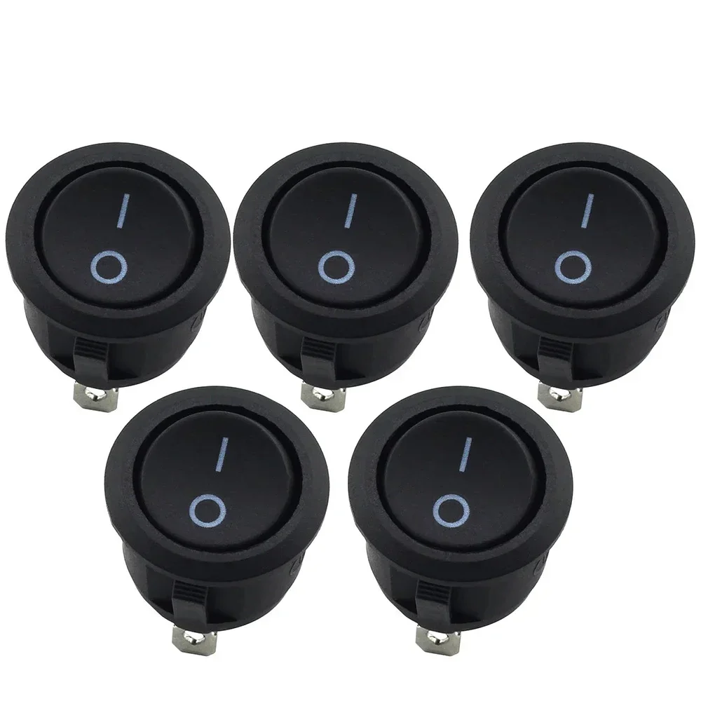 5pcs 16mm Diameter Small Round Boat Rocker Switches Mini Round Black 2 Pin ON-OFF Rocker Switch 6A 250V / 10A 125V / 10A 12V