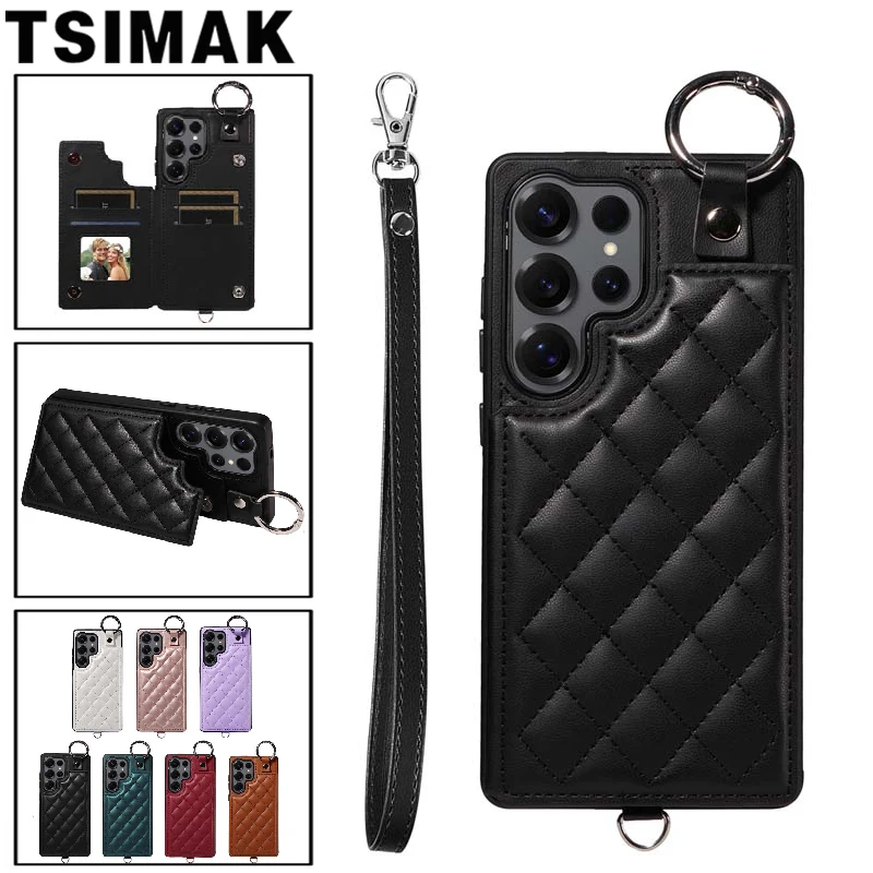 Leder Handytasche für Samsung Galaxy S25 Ultra S24 S22 S21 FE S23 A14 A24 A34 A54 A15 A25 A35 A55 Multi-Card Slot Halter Abdeckung