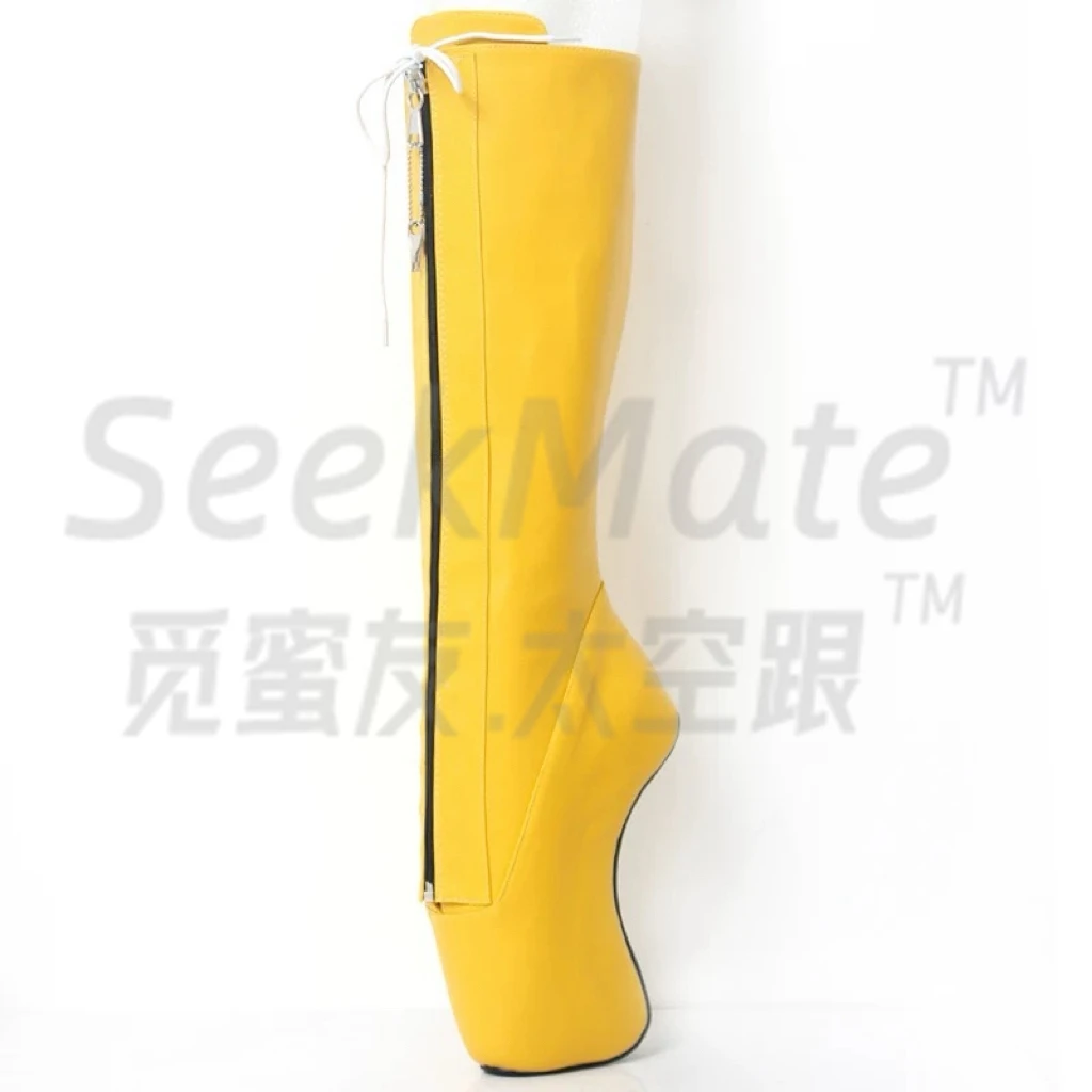 

Customized new style with lock horseshoe heel tie knee high boots for foreign trade, sexy high heels in size 35-46