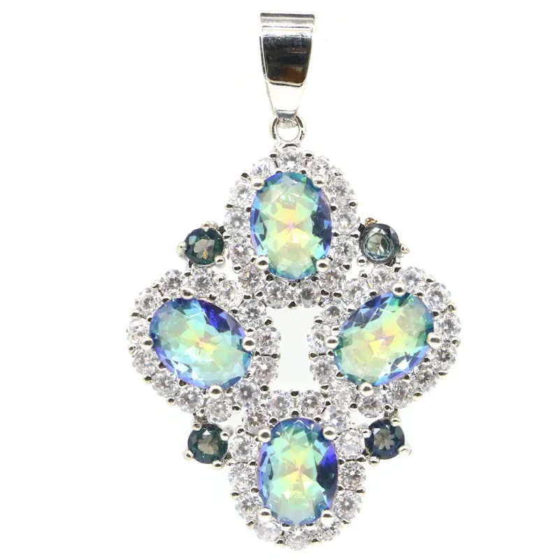 

6.5g 925 Solid Sterling Silver Pendant Customized Multi Color Mystic TopazTanzanite London Blue Topaz Swiss Blue Topaz CZ