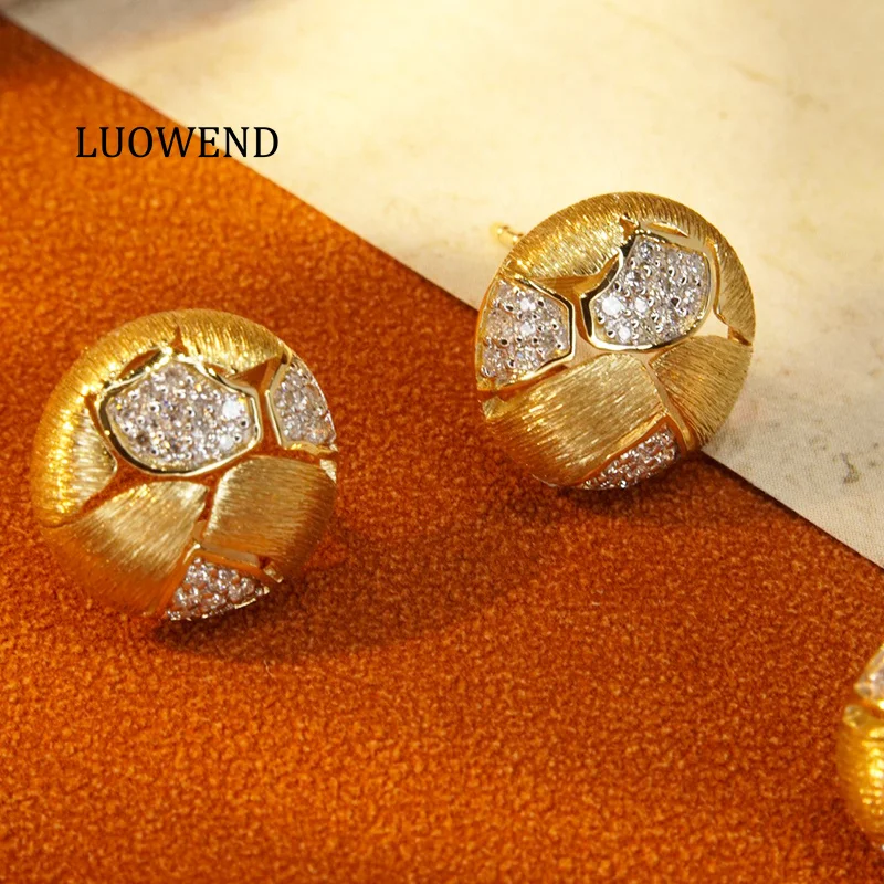 

Серьги LUOWEND из 100% 18-каратного желтого золота в винтажном стиле, 0,32 карата, серьги-гвоздики с натуральными бриллиантами для женщин, высококачественные ювелирные изделия