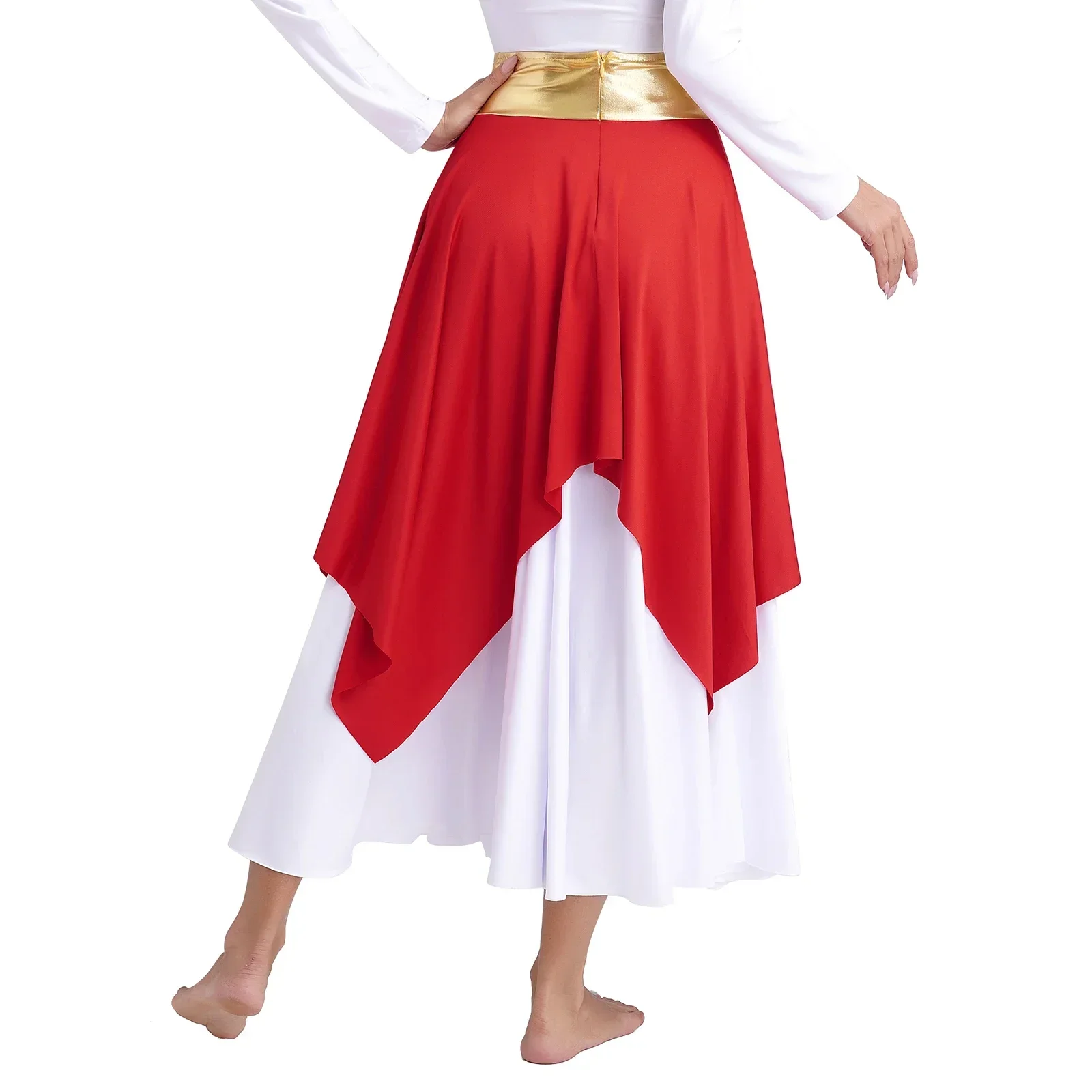 Women's Worship Liturgical Dance Skirts Overlay Praise Dance Performance Costumes High Waist Liturgical Short Dress Dancewear