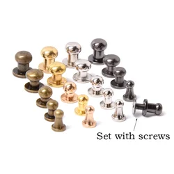 10 Pcs Round Knob Rivets Brass Copper Round Ball Head Nuts Slotting Screw for Crafts Sewing Tools Decor Accessories