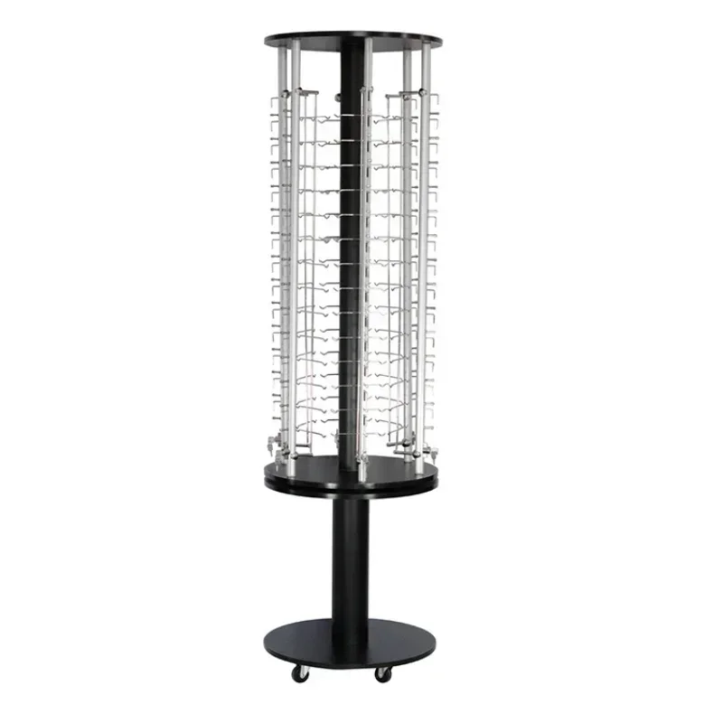 High Quality Aluminum Alloy Floor Eyewear Display Rack Holder Wholesale Rotating Sunglasses Display Stand with Lock