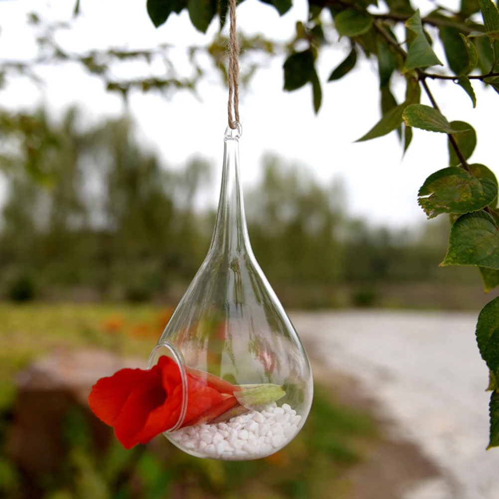 

Transparent Hanging Glass Planter Terrarium Vase Teardrop Shape for Air Succulent Plants Home Decor Hanging Moss Bottle