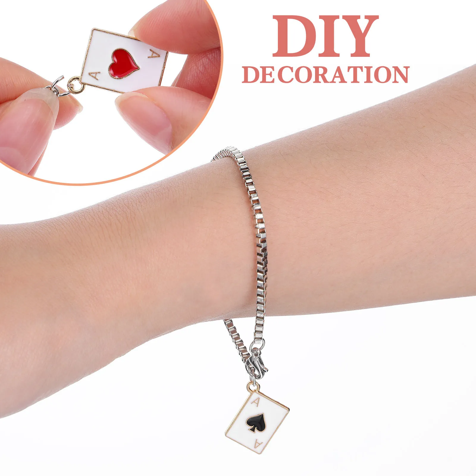

Poker Card Accessories Red Heart Alloy Charms Diy Earring Pendants Necklace Components Jewelry Making Supplies