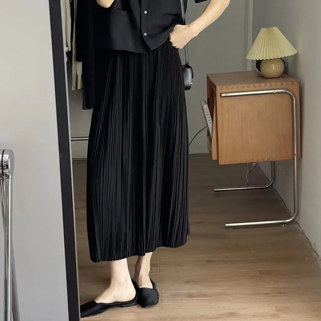 

Early Spring Solid Color Slimming Pleated Casual Skirt Half-length All-match Women's Fashion Skirts