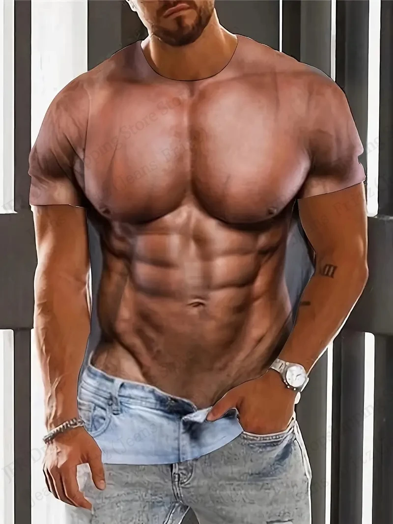 العضلات الجسم نمط ثلاثية الأبعاد طباعة الجرافيك تي شيرت الرجال النساء موضة عادية المتضخم قصيرة الأكمام بلايز المحملة رجل الملابس رياضة الجدة