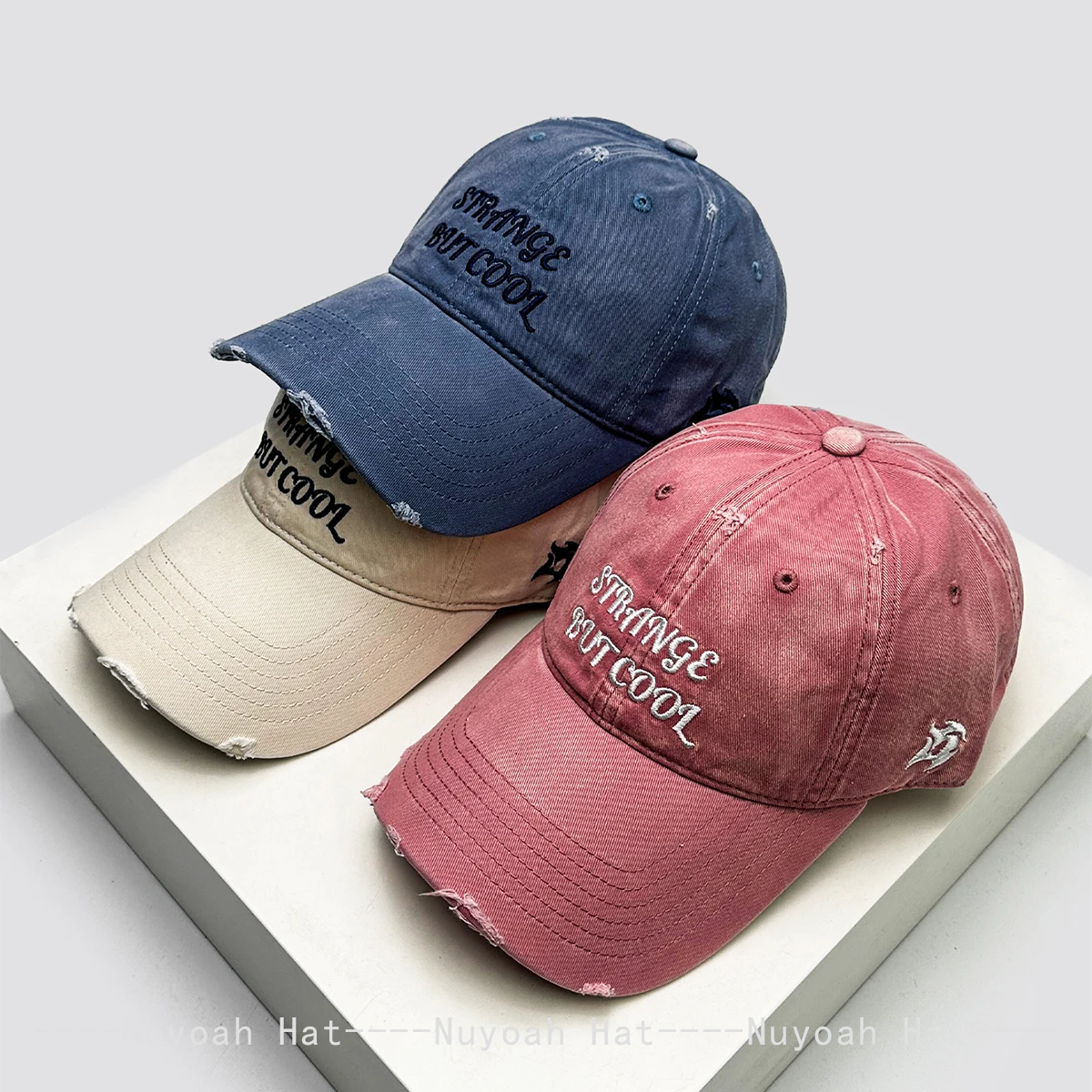 

New Men Women Retro Korean Embroidered Letters Baseball Hats Sunshade Broken Style Versatile Distress Peaked Caps Fashion insins