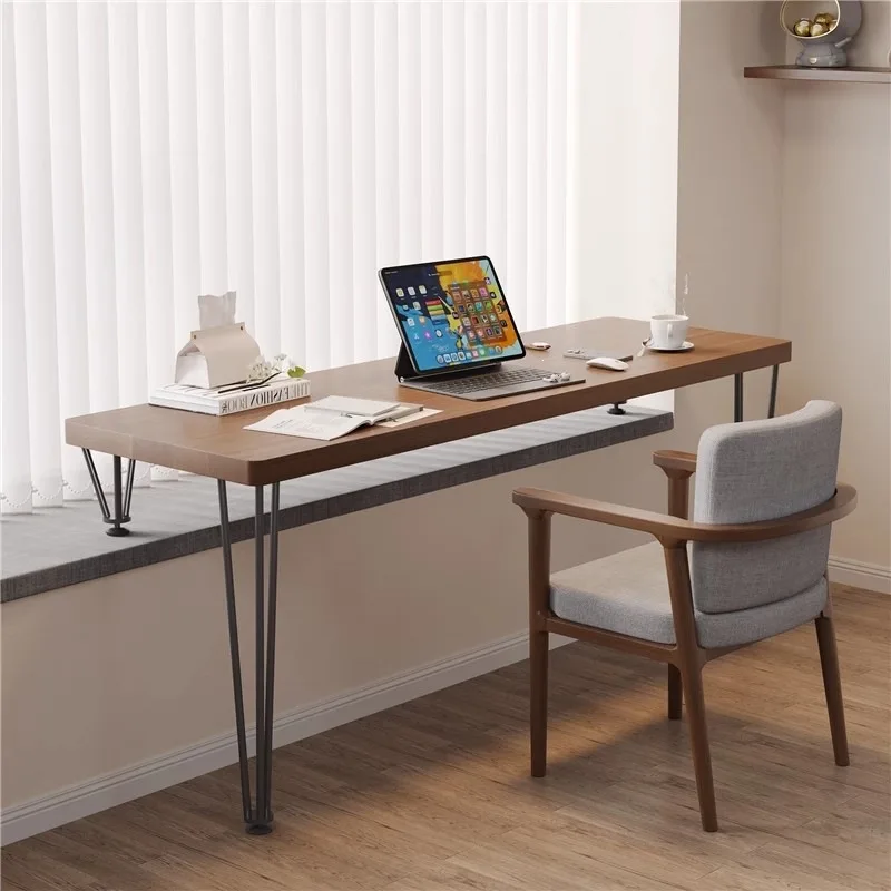All solid wood home balcony computer desk student bedroom bay window double desk simple