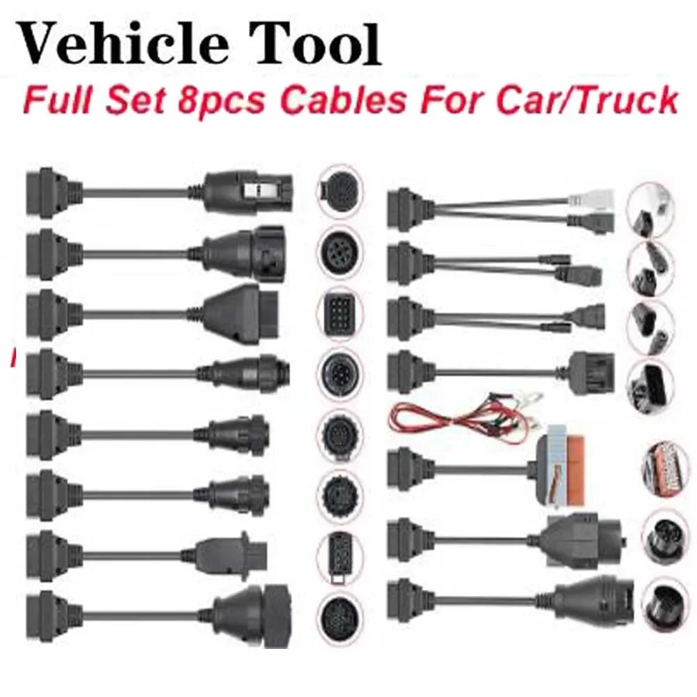 

Full Set 8 Cables for Truck Car Automotivo For Scania For Benz OBD OBD2 Scanner Car Diagnostic Auto Tool 8pcs Full Set Cables