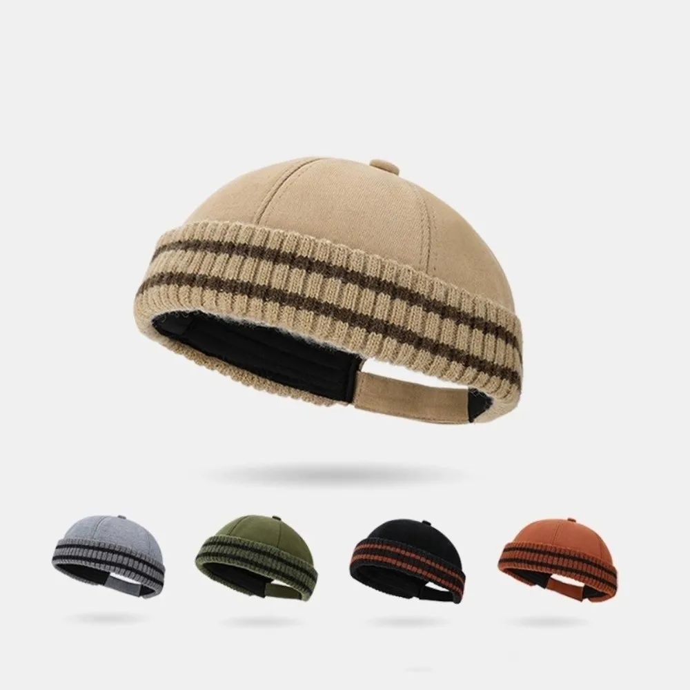 

Fashion Keep Warm Bucket Hat Solid Color Brimless Beanie Cap Japan-style Melon Cap Winter