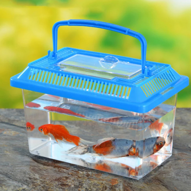 Mini Portable Fish Tank Transparent Aquarium Pet Box Turtle Tank Goldfish Tank Fish Box Turtle Box 1Pc