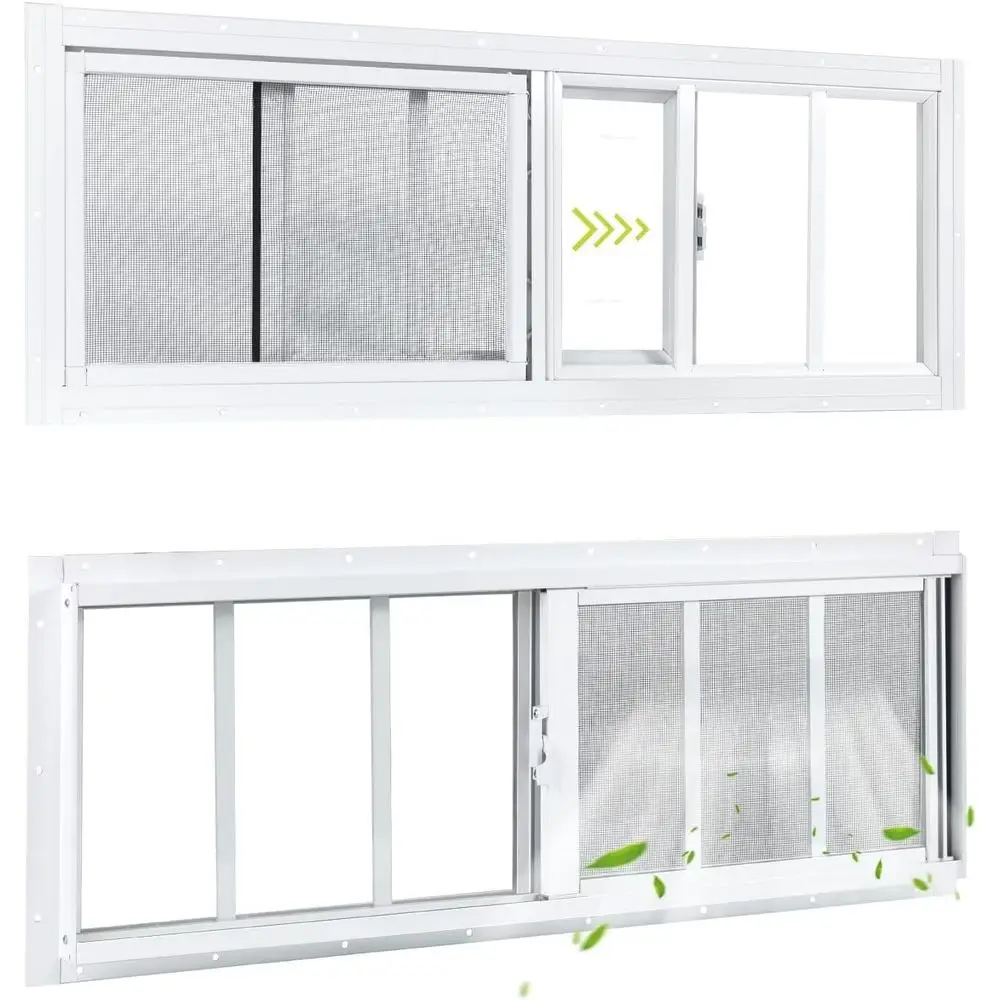 

2 Pack Shed Windows, 10x29 Sliding Windows, Tempered Glass, Transom Window for Sheds, Chicken Coops, Playhouses, Households, Gar