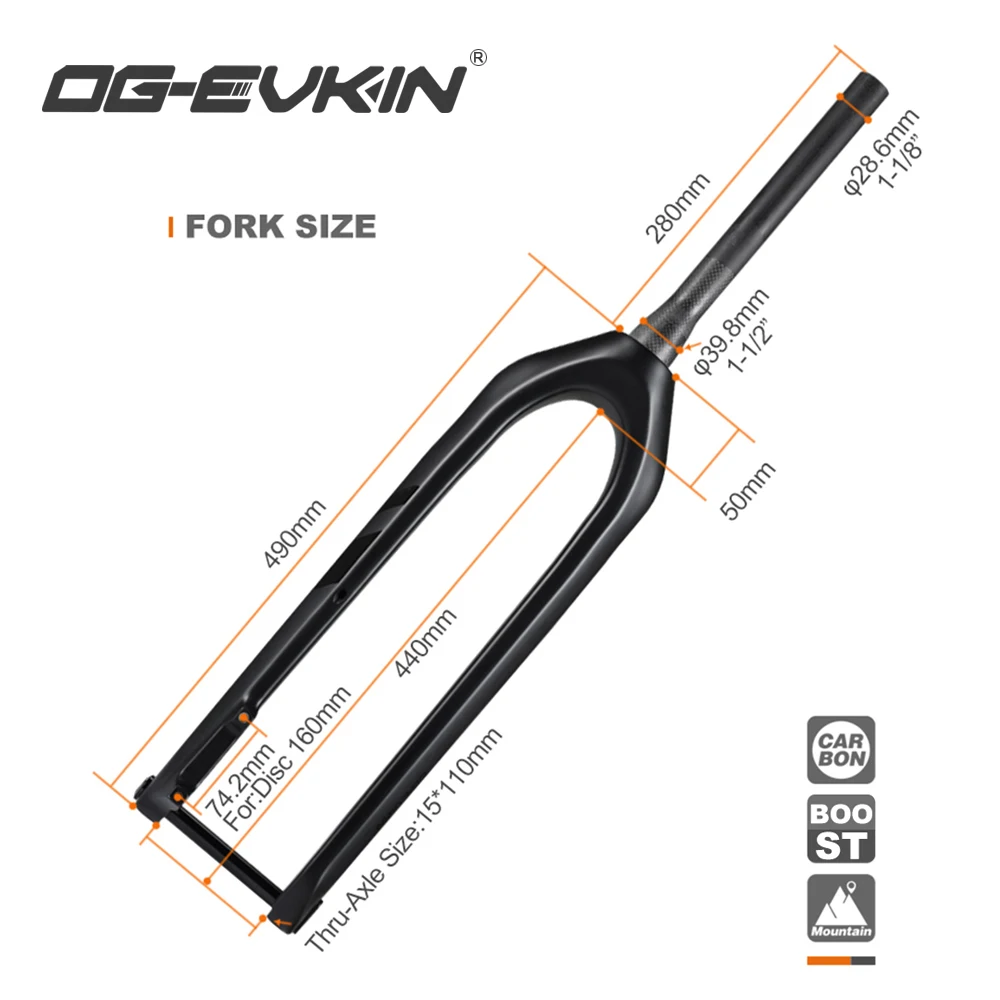 OG-EVKIN 29er Carbon T700 MTB-Gabel 15x110mm Steckachse Schwarze Carbon-Mountainbike-Vorderradgabel 1-1/8-1-1/2' MTB-Gabeln Fahrradteile – Detail 10
