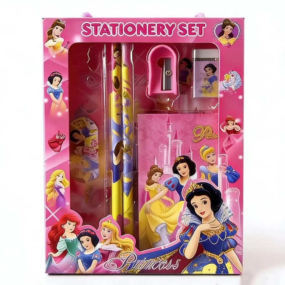 

6 unids/set Frozen Mickey y Minnie Stitch papelería Set regalos escolares con sacapuntas borrador cuaderno regla lápiz sm gifts