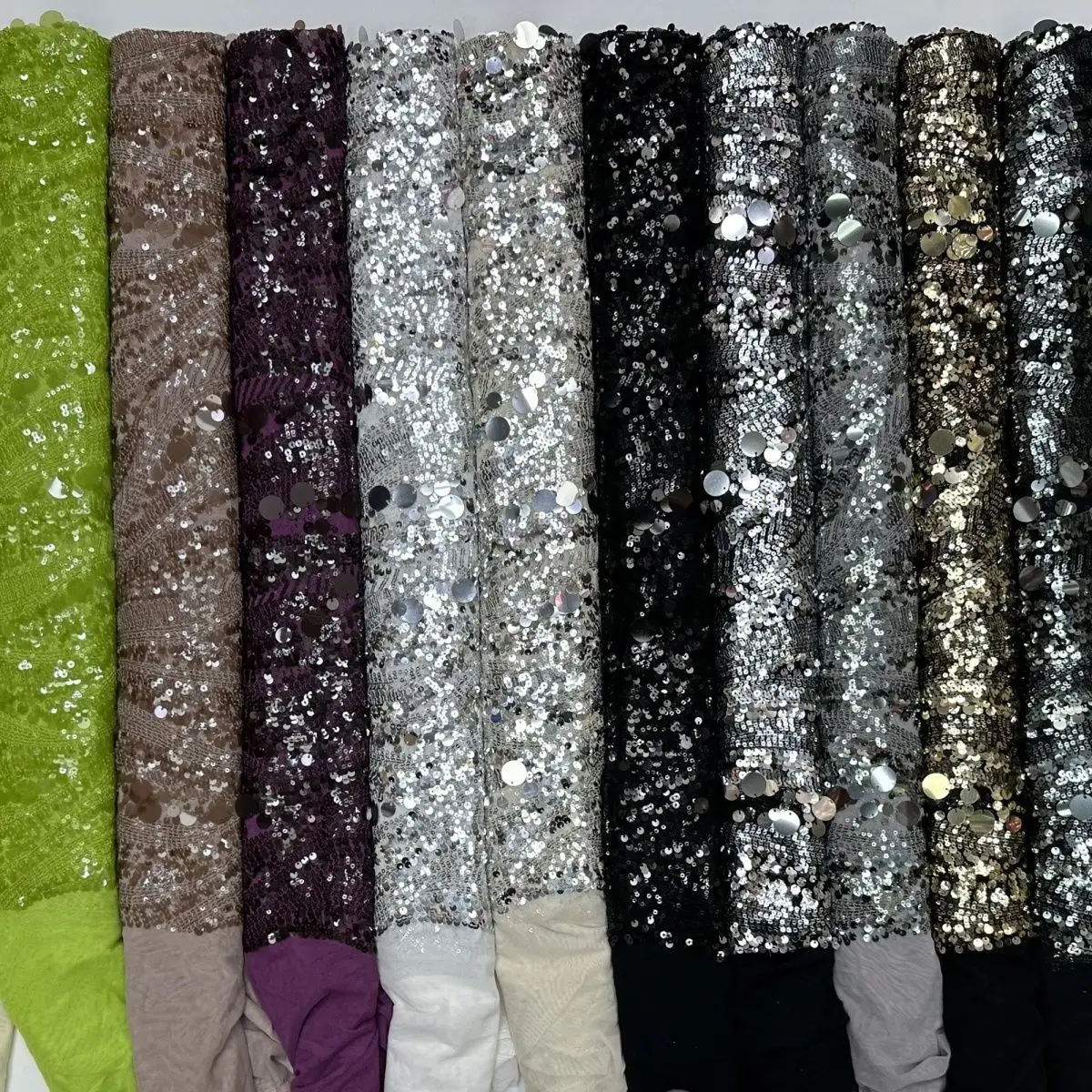 Full Beaded Sequin Embroidery Lace Mesh Fabric By The Yard Random Pattern For Evening Gown Stage Costume DIY Sewing Material
