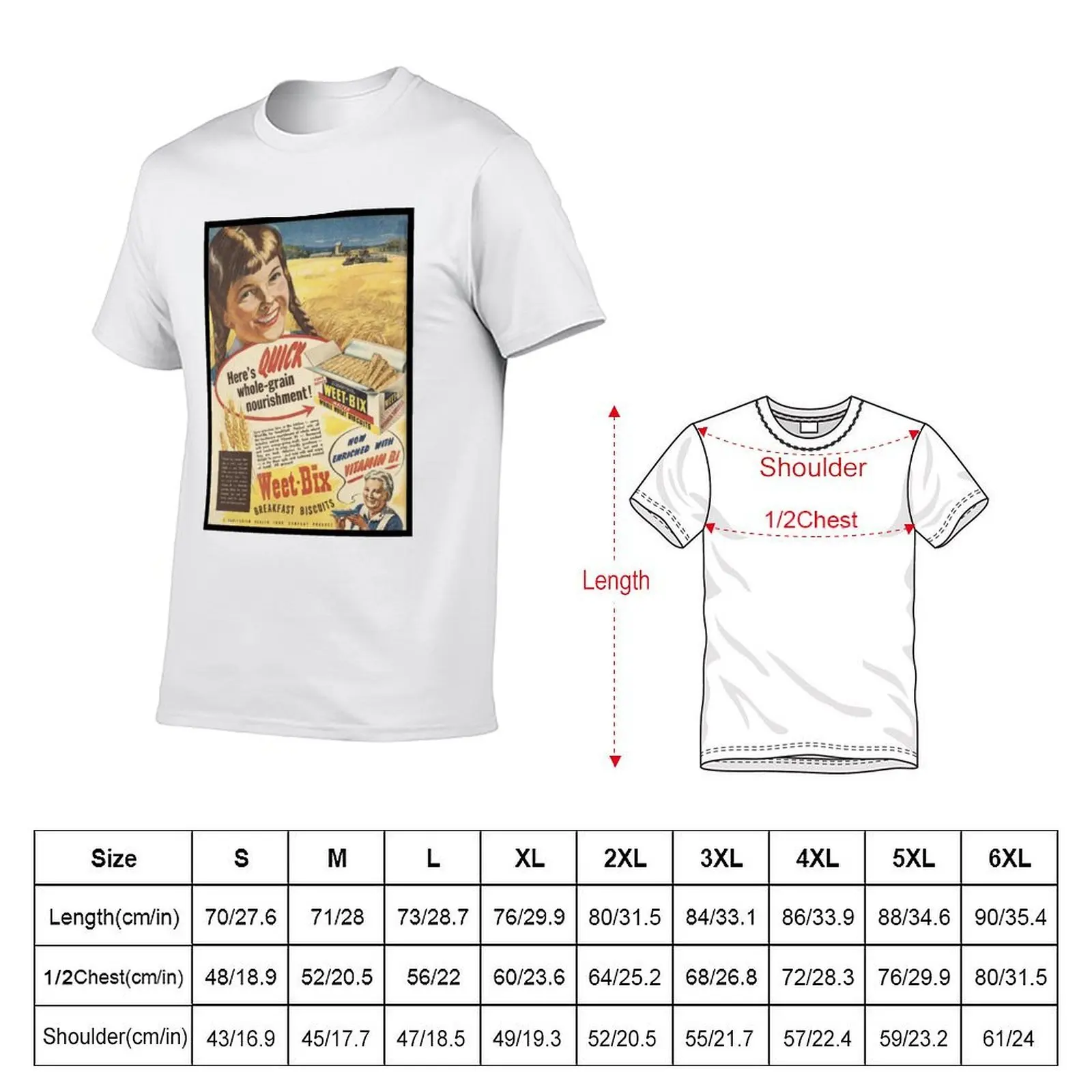 خمر Weetbix Ad 1946 تي شيرت رجل تي شيرت عالية الجودة الفاخرة العلامة التجارية تي شيرت شخصية تي شيرت رجل تي شيرت غير رسمي