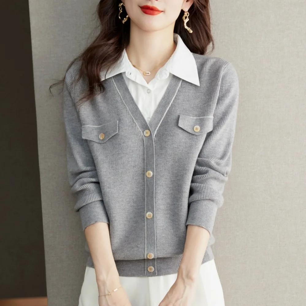 Outlets Sli Sweater Gebreide wollen basis irt Dames Herfst Winter Kleine Fraance Sle Polyester Katoenmix Gebreide kleding