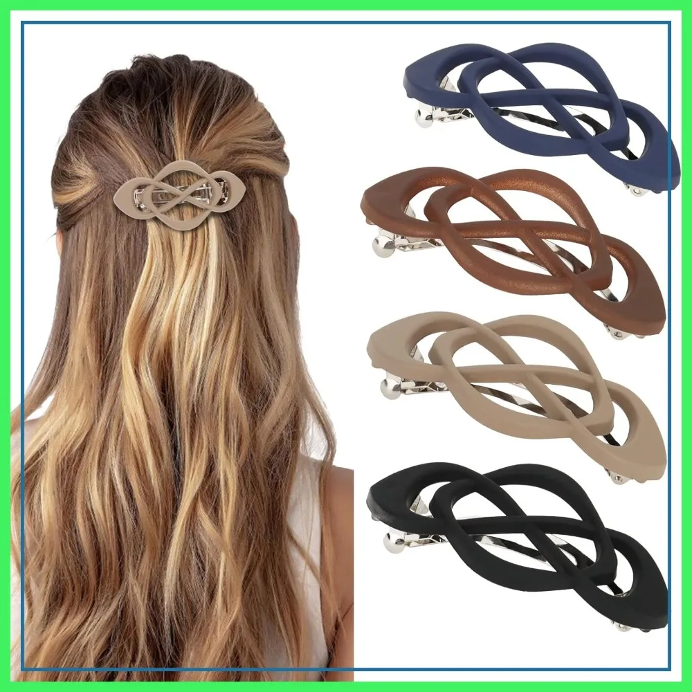 

4 Pack French Style Hair Clips for Women Girls, Crossover Design Barrettes for Thick Thin Hair