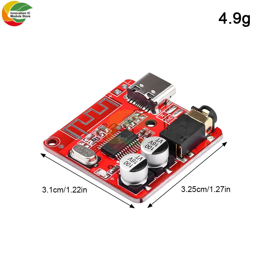 Type-c Mini Bluetooth 5.1 MP3 Audio Receiver Board Bluetooth MP3 Lossless Decoder Board Wireless Stereo Music Module 3W BT-Mini