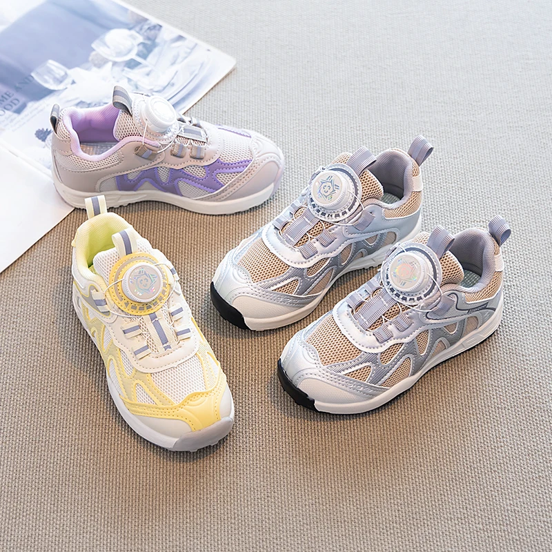 

Новая модная элегантная дышащая повседневная обувь с круглым носком для девочек, летняя популярная красивая удобная детская обувь на плоской подошве