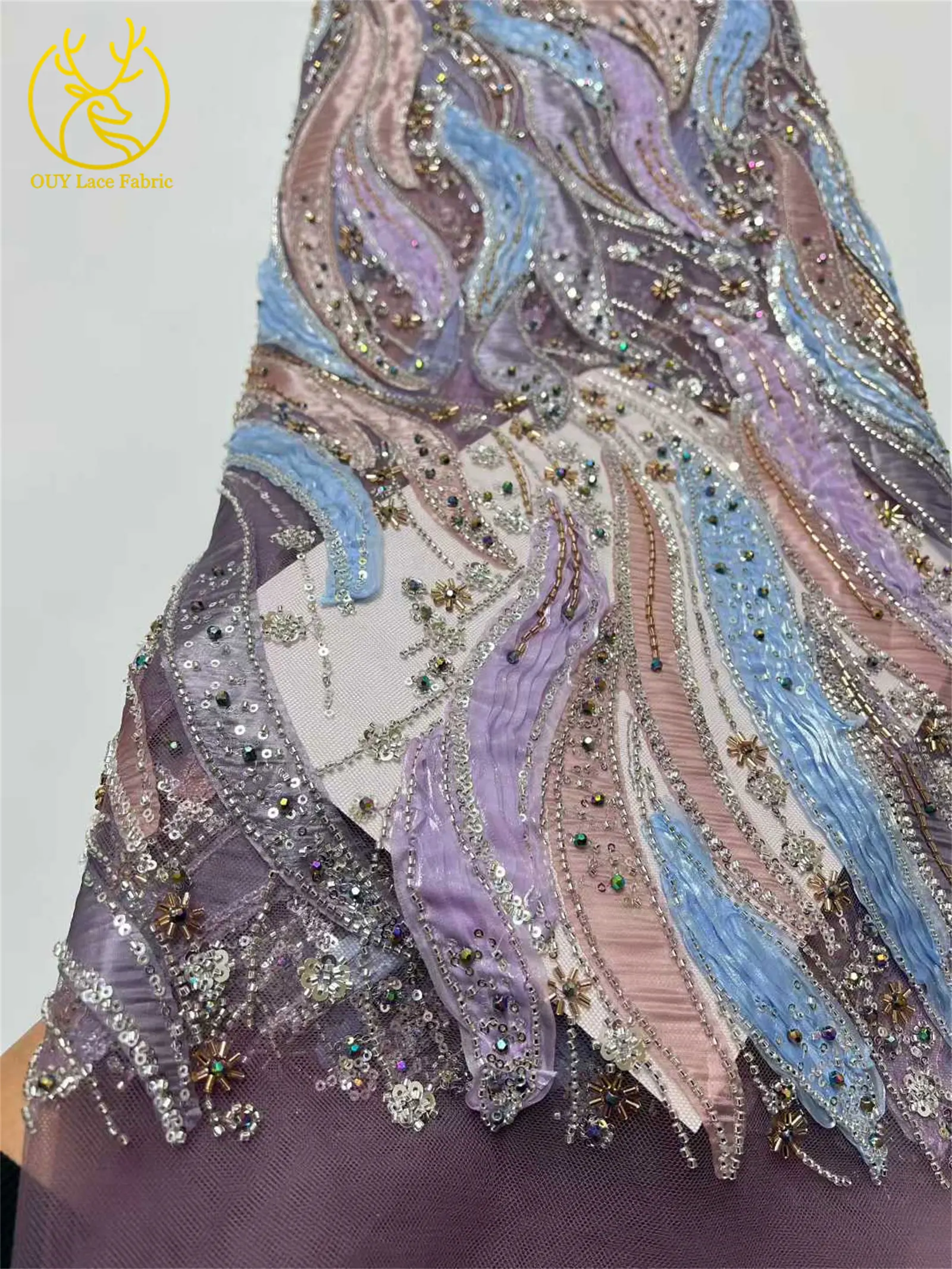 Afrikanischer Bräutigam-Spitzenstoff 2026, hochwertige Stickerei, französische Pailletten, Tüll, Nigeria-Spitzenstoff für Hochzeit, Party, Kleid – Detail 4