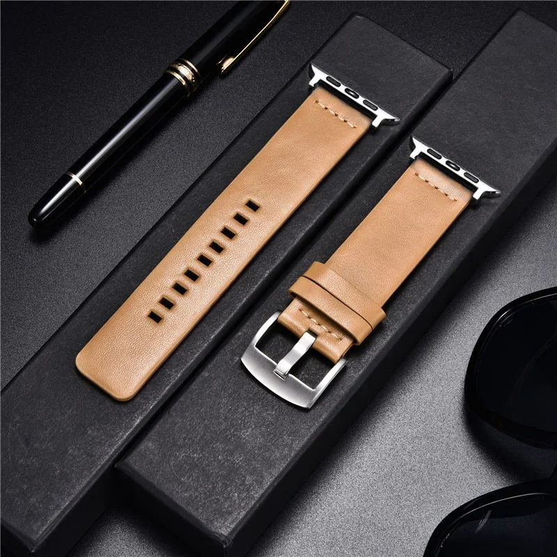 For Apple Watch Band Leather Strap for Apple Watch 8 7 6 5 4 3 SE 45mm 41mm Bands Strap for IWatch 44mm 40mm 42mm 38mm