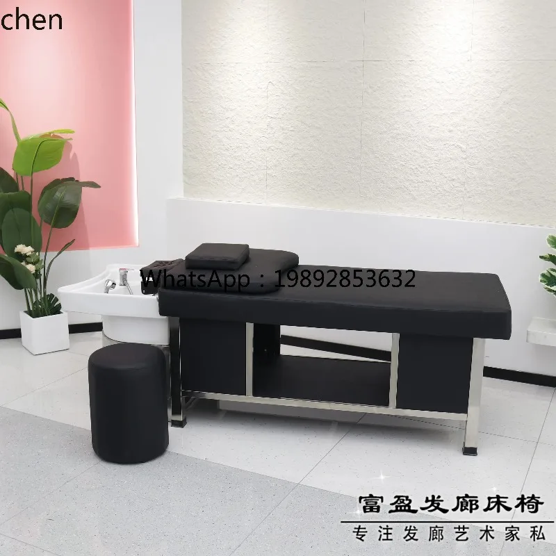 MR-15 Barber Shop Shampoo Bed Full Lying Hair Salon Special Bed Flushing Bed Ceramic Basin Stainless Steel