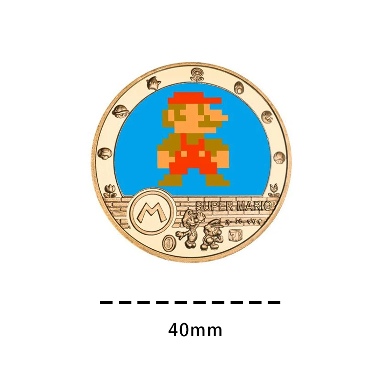 Super Mario Cartoon Cartoon Peripheral Collection Commemorative Coin Gold-plated Badge Children's Favorite Toy Birthday Gift