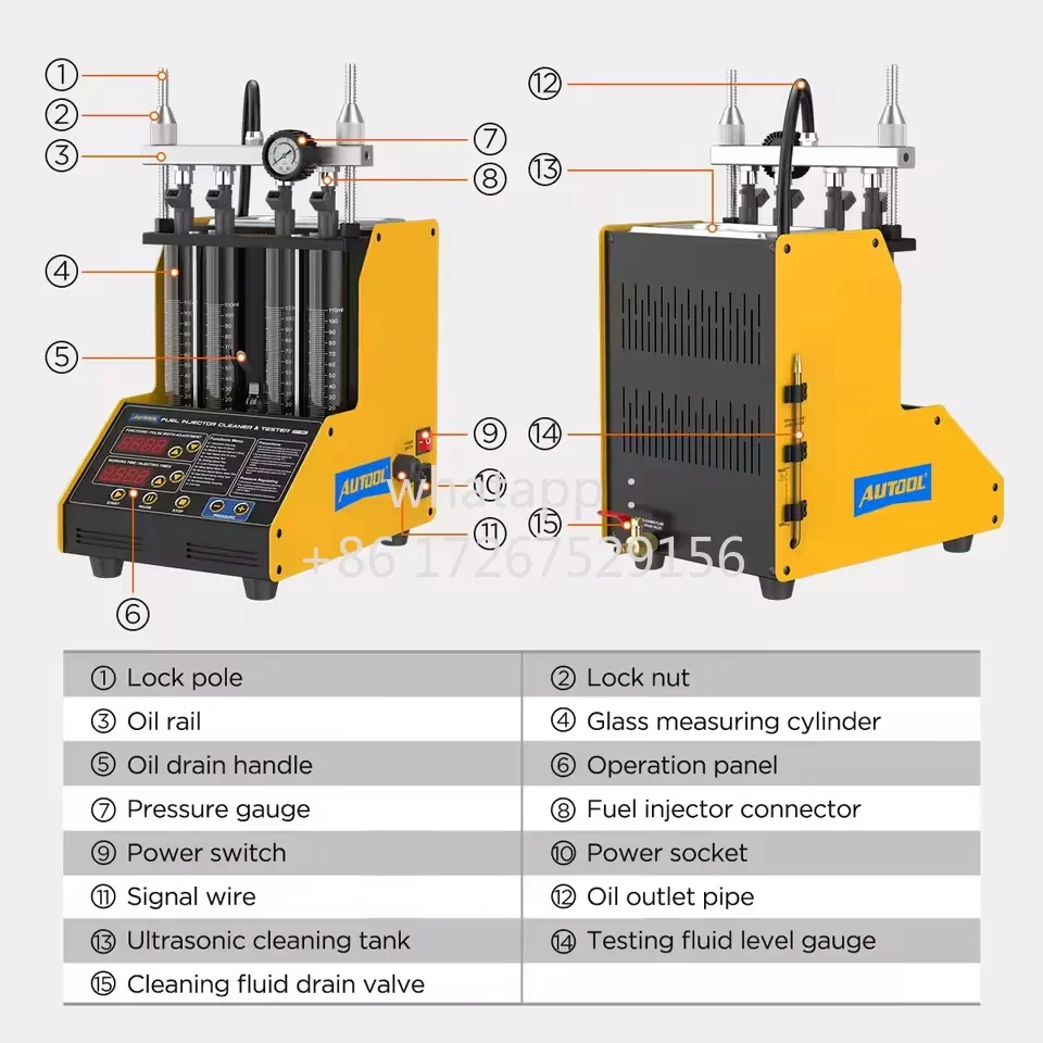 AUTOOL CT150 Original Car Fuel Injector Tester Cleaning Machine Motorcycle Fuel Injector Tester Cleaner 4 Cylinders