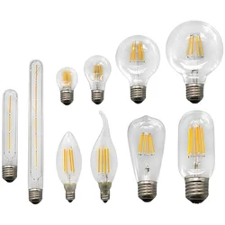 LED Edison Filament Light Bulbs  Art Lights ST64 G80 G95 G125 A60 T45 Dimmable E27 220V 4W 6W 8W 2700K 360 Degree Energy Lamps