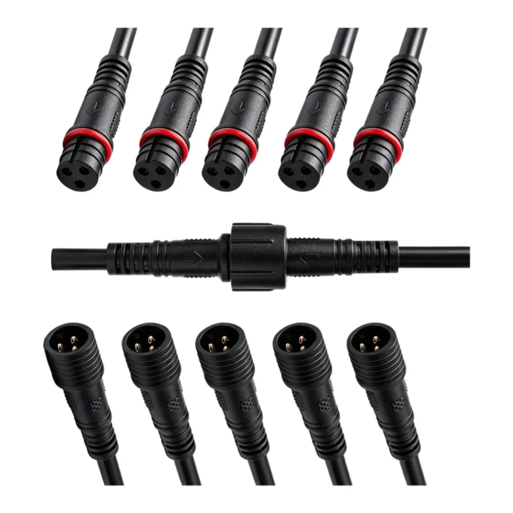10 Sets IP68 Waterproof 22AWG 2Pin 3Pin Male to Female Extension Connectors for Outdoor Marine LED Installations