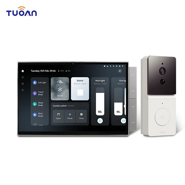 TUOAN New Generation 10 Inch Zigbee Gateway Music Background tu ya Smart Home Gateway EU US Standard Big Screen Gateway