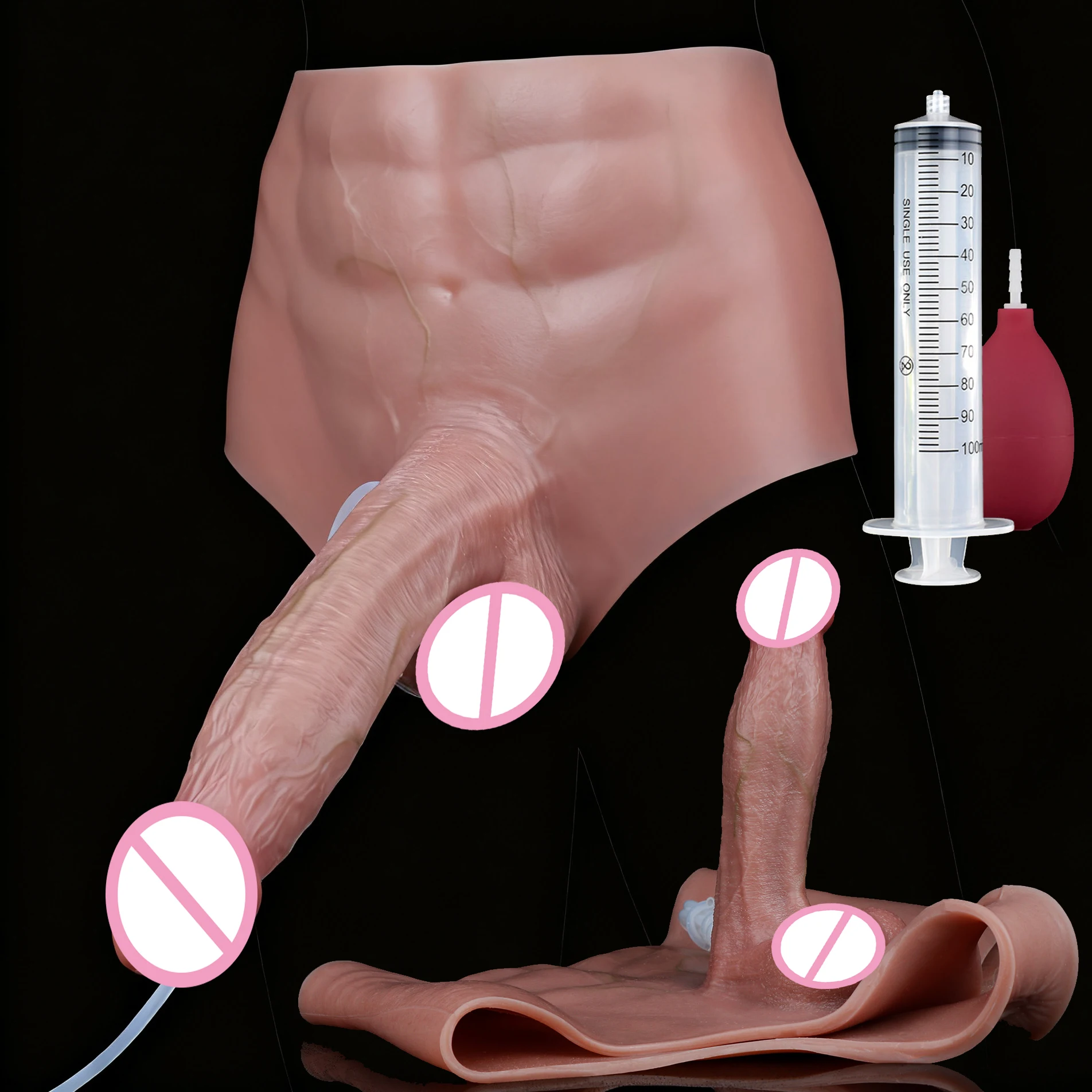 FAAK Silicone Squirt Dildo Panties Simulated Abdominal Muscles Underwear Ejaculation Realistic Penis sex Toys for Men Women