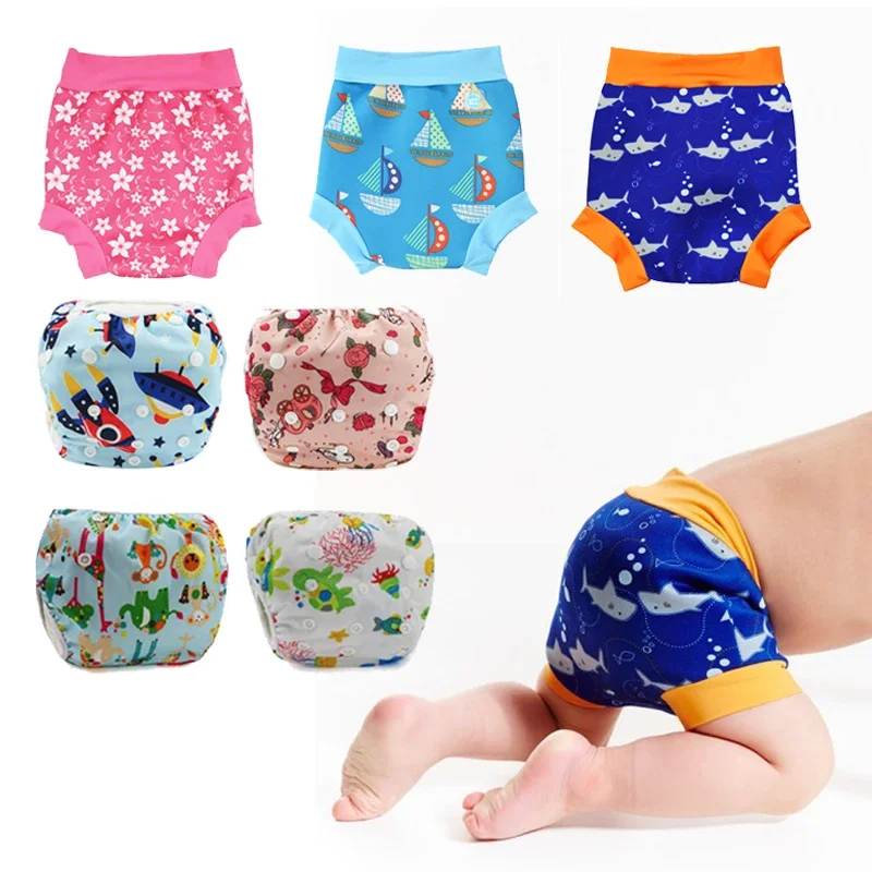 Infant Leakproof Swimming Nappies | High Waist Trunks | Cartoon Printed Cloth Diaper