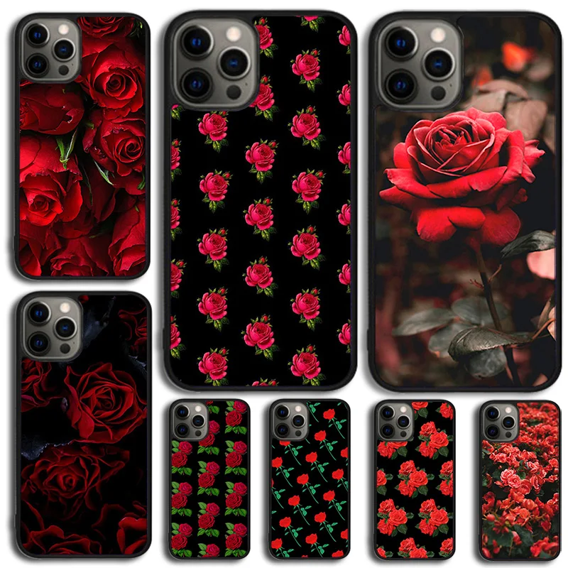 Bright Red Rose Flowers Phone Case For iPhone 14 15 16 13 12 Mini Max Cover For Apple 11 Pro Max 8 7 Plus SE2020 Coque