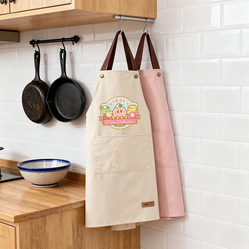 kirby Grembiule da cucina Impermeabile Donna Uomo Grembiuli da casa Carino Lavabile Resistente all'olio Cottura BBQ Ristorante Cafe Grembiuli Regalo per la casa
